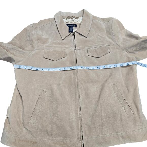 Denim & Co Leather Zip Up Jacket Brown Tan Buckle Accent - Picture 2 of 9